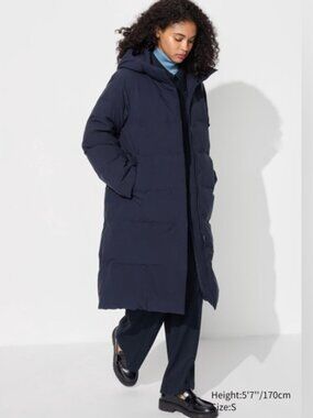 Uniqlo Women's Long Navy Puffer Jacket